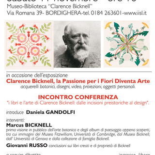 Bordighera: sabato pomeriggio al Museo “Clarence Bicknell” la conferenza “I libri e l’arte di Clarence Bicknell: dalle incisioni rupestri preistoriche al design” Bordighera: sabato pomeriggio al Museo “Clarence Bicknell” la conferenza “I libri e l’arte di Clarence Bicknell: dalle incisioni rupestri preistoriche al design”