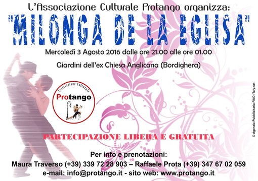Bordighera: il 3 agosto nei giardini dell'ex Anglicana appuntamento con tango argentino