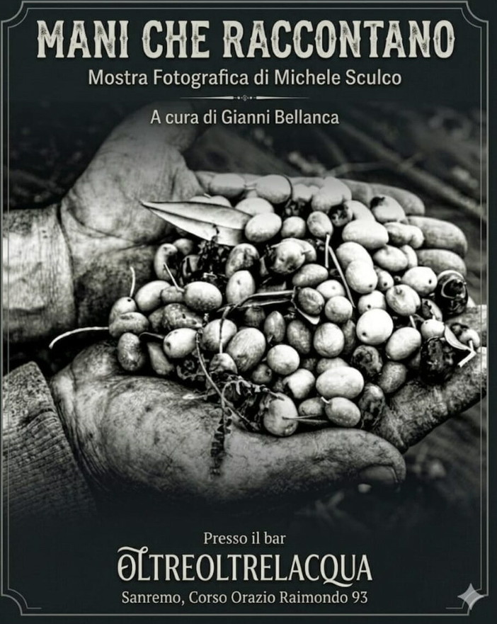 Sanremo, al bar OltreOltrelaqua inaugura la mostra fotografica "Mani che raccontano" di Michele "Miky" Sculco Sanremo, al bar OltreOltrelaqua inaugura la mostra fotografica "Mani che raccontano" di Michele "Miky" Sculco