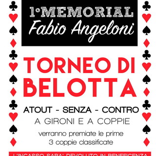 Sanremo: il 3 giugno ai Bagni 'La Bussola' il primo torneo di Belotta intitolato a Fabio Angeloni Sanremo: il 3 giugno ai Bagni 'La Bussola' il primo torneo di Belotta intitolato a Fabio Angeloni