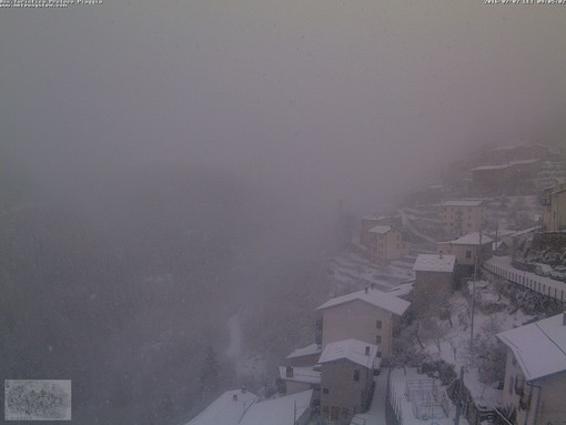 Maltempo: scende la neve sulle località turistiche di Liguria e basso Piemonte. Dieci centimetri a Monesi e cinque a Limone