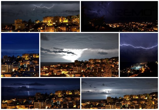 Le foto di Tonino Bonomo al temporale della notte e la cartina con il passaggio della perturbazione