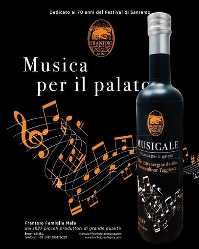 Arriva in tavola “Musicale”, l’olio dedicato ai 70 anni del Festival della Canzone. Arriva in tavola “Musicale”, l’olio dedicato ai 70 anni del Festival della Canzone.