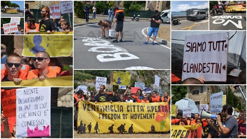 Ventimiglia: manifestazione pacifica di 'border crossing'. Nessuno ha tentato di espatriare, francesi in assetto di guerra (Foto e Videoservizio)
