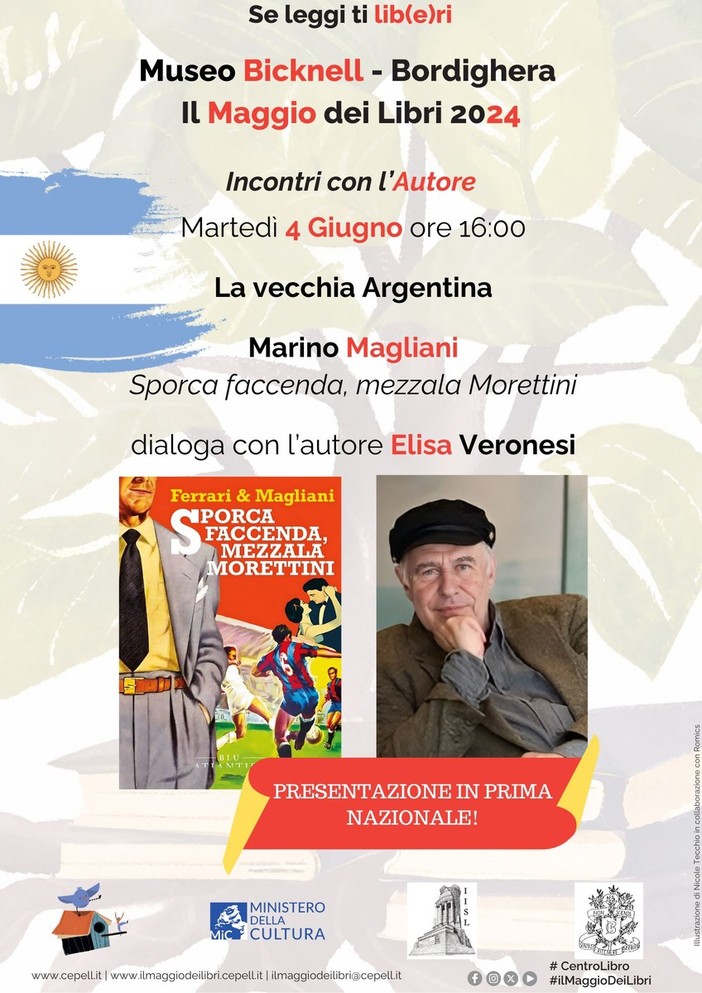 Bordighera: Continua il “Maggio dei libri” al Museo Bicknell con il nuovo romanzo di Marino Magliani e Marco Ferrari Bordighera: Continua il “Maggio dei libri” al Museo Bicknell con il nuovo romanzo di Marino Magliani e Marco Ferrari