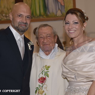 Il presidente dell’A.N.C. di Sanremo Marcello Coppola e l'avvocato Claudia Rodini oggi sposi