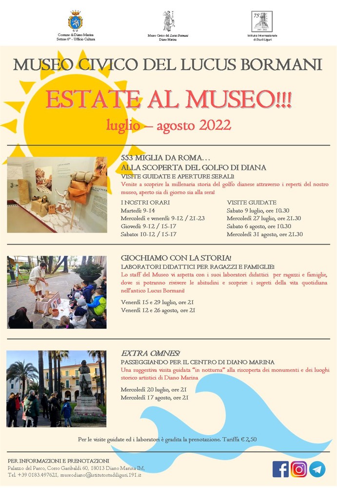 Diano Marina: mercoledì visita guidata serale a cura del Museo Civico del Lucus Bormani