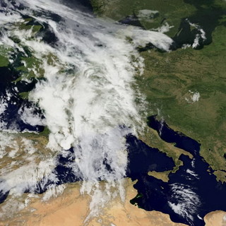 L'immagine del Meteosat di oggi pomeriggio alle 16