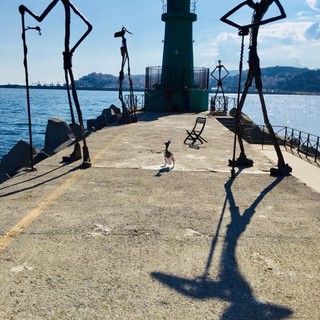 Imperia: curiosità e stupore per le sculture giganti di Marcel Dengel che 'invadono' il molo di Oneglia (Foto)