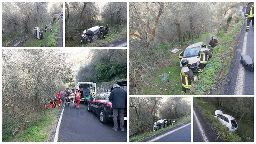Chiusanico: famiglia si capotta a bordo di una Fiat 500, i tre per fortuna se la cavano con lievi ferite