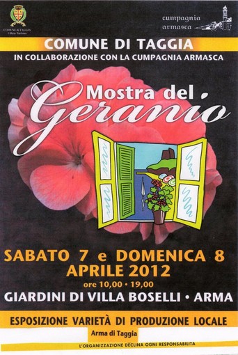 Taggia: il 7 e 8 aprile nei Giardini di Villa Boselli, la 57a edizione della 'Mostra del Geranio' Taggia: il 7 e 8 aprile nei Giardini di Villa Boselli, la 57a edizione della 'Mostra del Geranio'