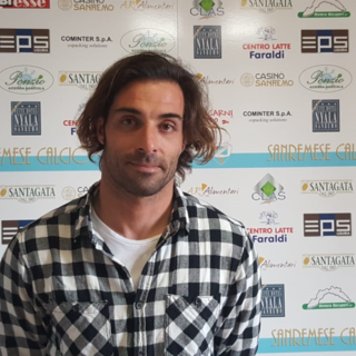 Marco Manis, portiere della Sanremese, durante lo Spazio Interviste