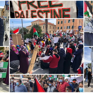 Imperia: uomini, donne e bambini in piazza per dire 'no' alla guerra israelo-palestinese (Foto e Video)