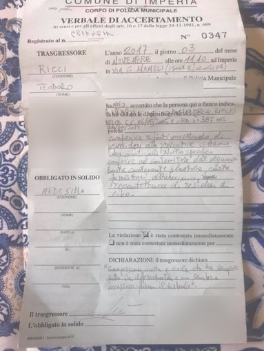 Imperia: multato per 300 euro dopo aver conferito l'immondizia cittadino farà ricorso (Foto)
