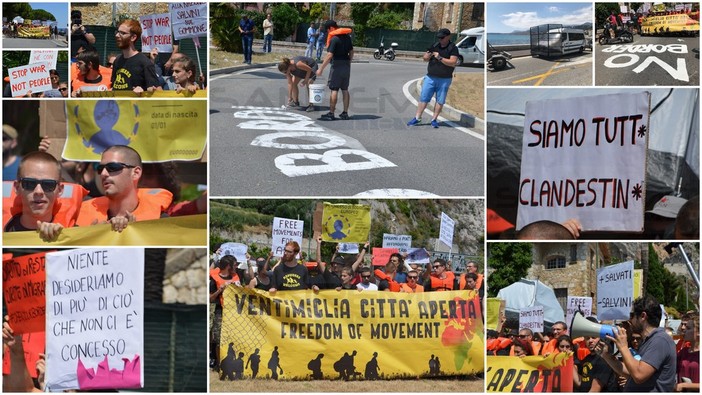 Ventimiglia: al confine la manifestazione di 'Border Crossing', in centinaia cantano slogan contro Salvini e Macron (Foto e Video)