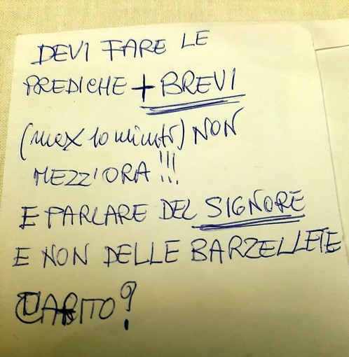 Santo Stefano al Mare: un fedele lamenta l'eccessiva lunghezza delle prediche durante la Santa Messa (Foto) Santo Stefano al Mare: un fedele lamenta l'eccessiva lunghezza delle prediche durante la Santa Messa (Foto)