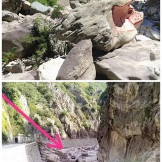In Valle Roya il 'maialino' sul fiume ha resistito: la roccia c'è ancora ma dovrà essere ripitturato In Valle Roya il 'maialino' sul fiume ha resistito: la roccia c'è ancora ma dovrà essere ripitturato
