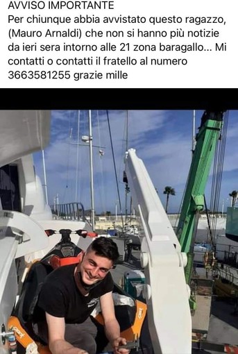 Sanremo: non si hanno più notizie di Mauro Arnaldi, l'ultima volta è stato visto al Baragallo Sanremo: non si hanno più notizie di Mauro Arnaldi, l'ultima volta è stato visto al Baragallo
