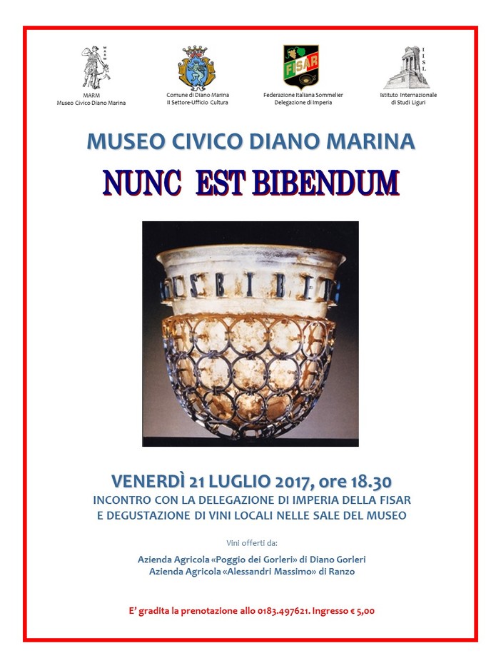 Diano Marina: domani al Museo Civico appuntamento con i sommelier Fisar di Imperia