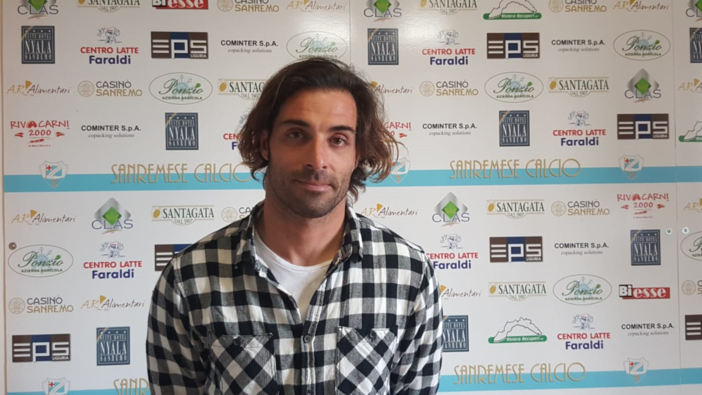 Marco Manis, portiere della Sanremese, durante lo Spazio Interviste
