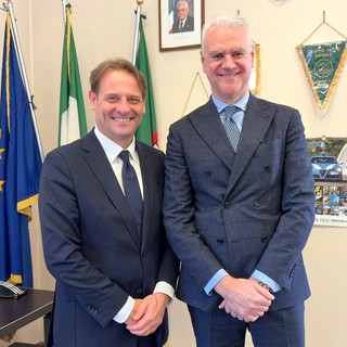 Assessore regionale Marco Scajola e il ministro per la Pubblica amministrazione Paolo Zangrillo a Genova.