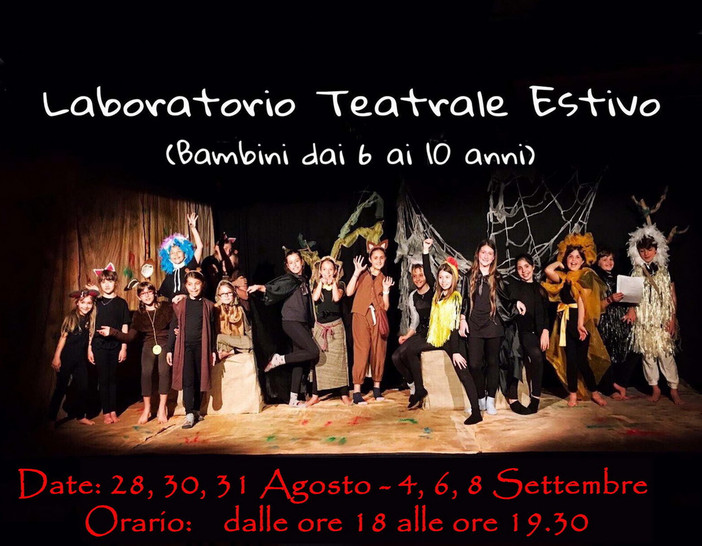 Imperia: dal 28 agosto, al via laboratorio Teatrale estivo per bambini a 'Lo Spazio Vuoto' Imperia: dal 28 agosto, al via laboratorio Teatrale estivo per bambini a 'Lo Spazio Vuoto'