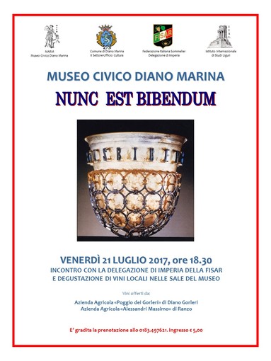 Diano Marina: domani al Museo Civico appuntamento con i sommelier Fisar di Imperia