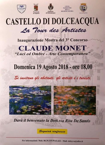 Dolceacqua: dal 19 agosto all'8 settembre la mostra delle opere del concorso “Claude Monet, luci ed ombre a Dolceacqua”