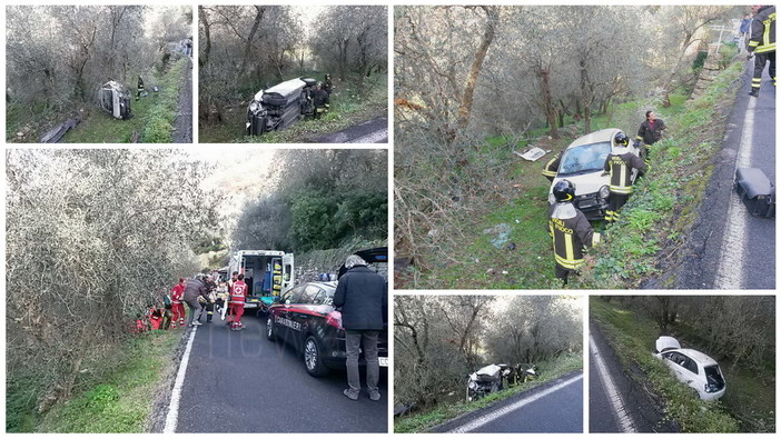 Chiusanico: famiglia si capotta a bordo di una Fiat 500, i tre per fortuna se la cavano con lievi ferite