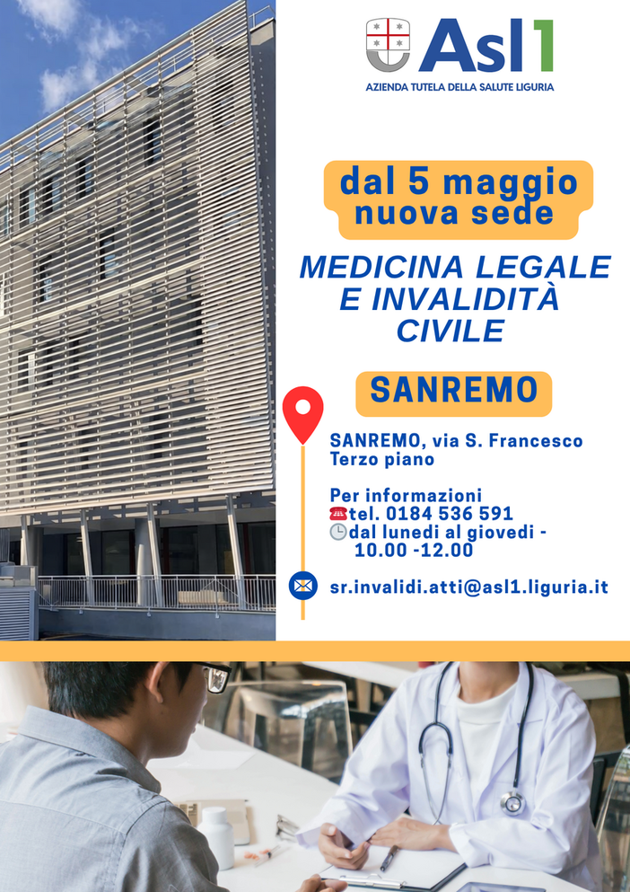 Trasferimento della sede della Medicina Legale da Bussana al Palasalute di Sanremo.