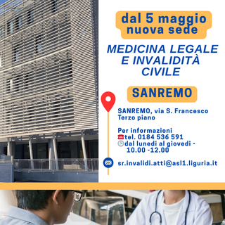 Trasferimento della sede della Medicina Legale da Bussana al Palasalute di Sanremo.