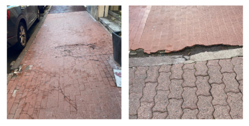 Ventimiglia, Scullino: "Marciapiedi di via Martiri della Libertà in degrado, necessario un intervento di manutenzione" (Foto)