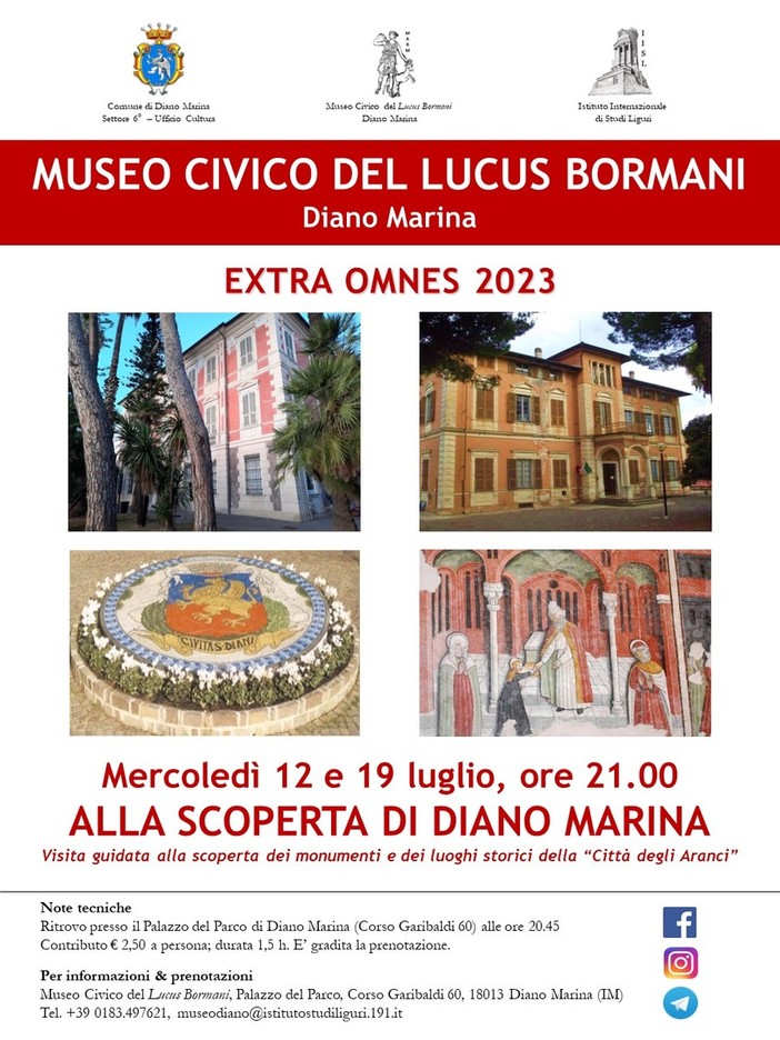 Al Marm il primo appuntamento serale estivo “Extra Omnes! Alla scoperta di Diano Marina” Al Marm il primo appuntamento serale estivo “Extra Omnes! Alla scoperta di Diano Marina”