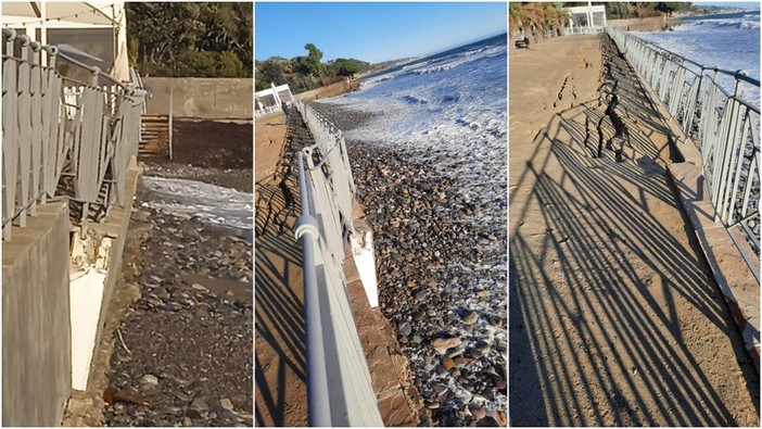 Ventimiglia, vento forte e mareggiata: danni a villa Eva (Foto e video)