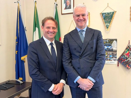 Assessore regionale Marco Scajola e il ministro per la Pubblica amministrazione Paolo Zangrillo a Genova.