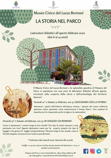 Diano Marina: primo appuntamento con ‘La Storia nel Parco’ al Museo Civico del Lucus Bormani Diano Marina: primo appuntamento con ‘La Storia nel Parco’ al Museo Civico del Lucus Bormani