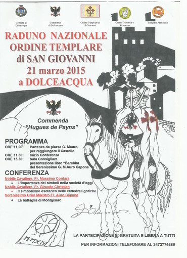 Dolceacqua: sabato raduno nazionale dell'ordine templare di San Giovanni