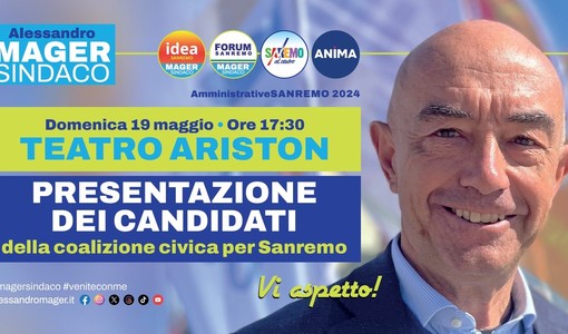 Elezioni Amministrative a Sanremo: Alessandro Mager si presenterà il 19 maggio all'Ariston