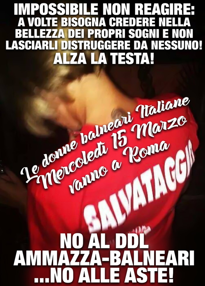 Le donne balneari italiane in una lunga catena per dire ‘No’ alle aste in Piazza Montecitorio dalle 11 alle 14 Le donne balneari italiane in una lunga catena per dire ‘No’ alle aste in Piazza Montecitorio dalle 11 alle 14