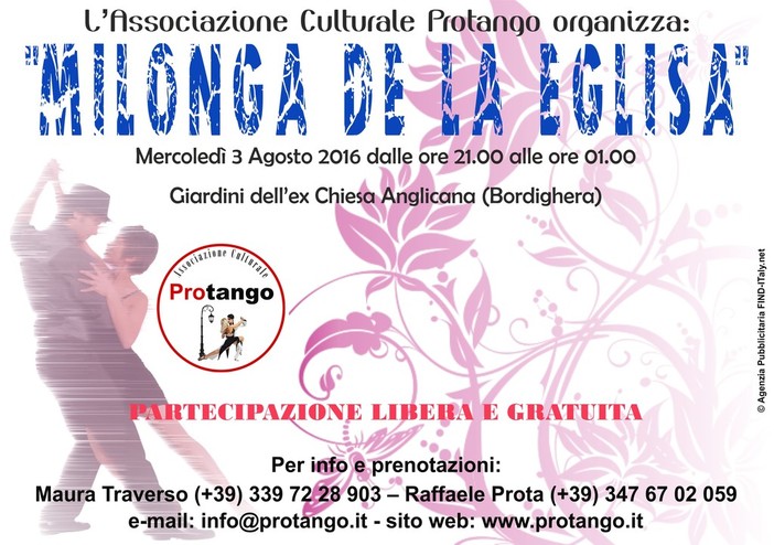 Bordighera: il 3 agosto nei giardini dell'ex Anglicana appuntamento con tango argentino