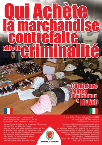 Sanremo: continua la lotta ai venditori abusivi ed alle griffes false, ecco la nuova campagna informativa