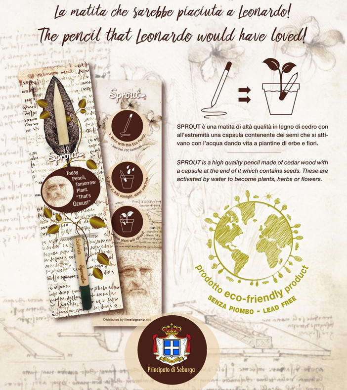 Per i 500 anni dalla morte di Leonardo da Vinci il gruppo Visitseborga e il Principato di Seborga propongono la matita che fiorisce