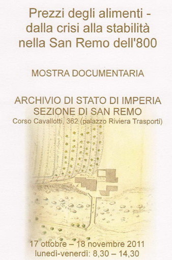 Sanremo: mostra dell'Archivio di Stato matuziano per la 'Giornata dell'Alimentazione' Sanremo: mostra dell'Archivio di Stato matuziano per la 'Giornata dell'Alimentazione'