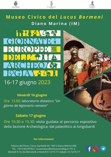 Diano Marina: il Museo Civico del Lucus Bormani aderisce alle Giornate Europee dell'Archeologia 2023 Diano Marina: il Museo Civico del Lucus Bormani aderisce alle Giornate Europee dell'Archeologia 2023