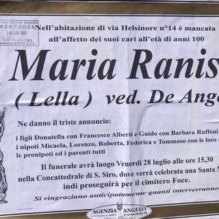 Lutto al Lions Club Sanremo Host per la morte della mamma del Presidente Guido De Angeli Lutto al Lions Club Sanremo Host per la morte della mamma del Presidente Guido De Angeli