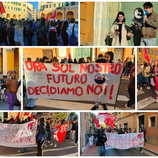 Imperia: gli studenti in piazza per chiedere i loro diritti, tra gli slogan "Governo Meloni servo dei padroni" (Foto e video)
