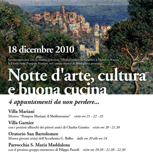 Bordighera: domani la 'Notte d'Arte, Cultura e Buona Cucina' nel centro storico Bordighera: domani la 'Notte d'Arte, Cultura e Buona Cucina' nel centro storico