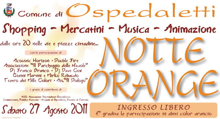 Ospedaletti: ultimi preparativi nelle prossime ore per la 'Notte Orange' di domani sera