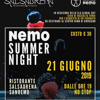Sanremo: venerdì prossimo dalle 19 al ristorante 'Salsadrena' l'evento di beneficenza 'Nemo Summer Night'