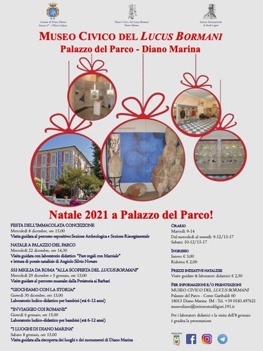 Diano Marina: Natale a Palazzo del Parco, il nuovo calendario degli eventi festivi Diano Marina: Natale a Palazzo del Parco, il nuovo calendario degli eventi festivi